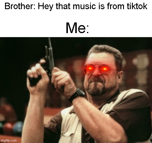 Something about tiktok idk | Brother: Hey that music is from tiktok; Me: | image tagged in memes,tiktok | made w/ Imgflip meme maker
