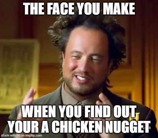 how did i not know this | THE FACE YOU MAKE; WHEN YOU FIND OUT YOUR A CHICKEN NUGGET | image tagged in memes,ai meme | made w/ Imgflip meme maker