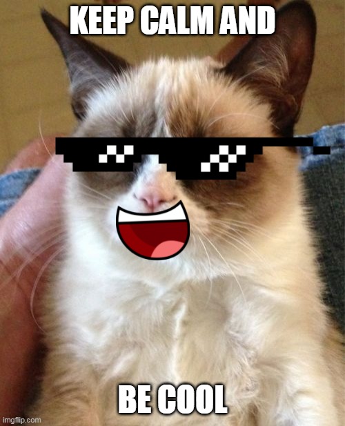Grumpy Cat Meme | KEEP CALM AND; BE COOL | image tagged in memes,cool cat | made w/ Imgflip meme maker