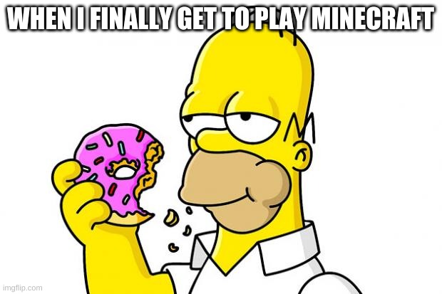 Homer Simpson Donut | WHEN I FINALLY GET TO PLAY MINECRAFT | image tagged in homer simpson donut | made w/ Imgflip meme maker