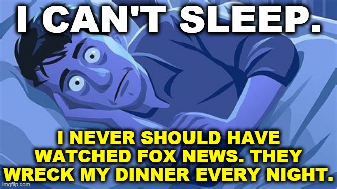That's their business model, to get you all upset. | I CAN'T SLEEP. I NEVER SHOULD HAVE WATCHED FOX NEWS. THEY WRECK MY DINNER EVERY NIGHT. | image tagged in fox news,upset,disturbing,lies | made w/ Imgflip meme maker