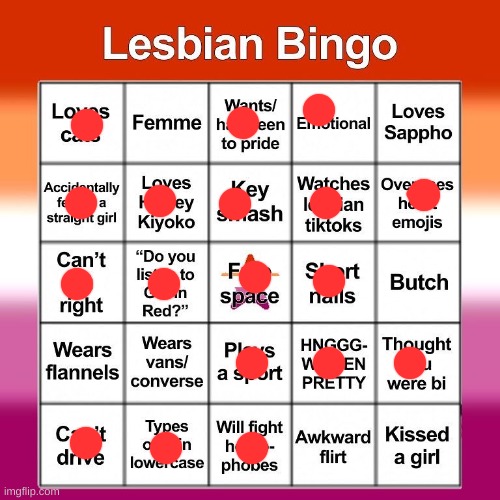 i- | image tagged in lesbian bingo | made w/ Imgflip meme maker