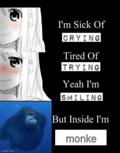 why did i make this | monke | image tagged in im sick of crying bla | made w/ Imgflip meme maker