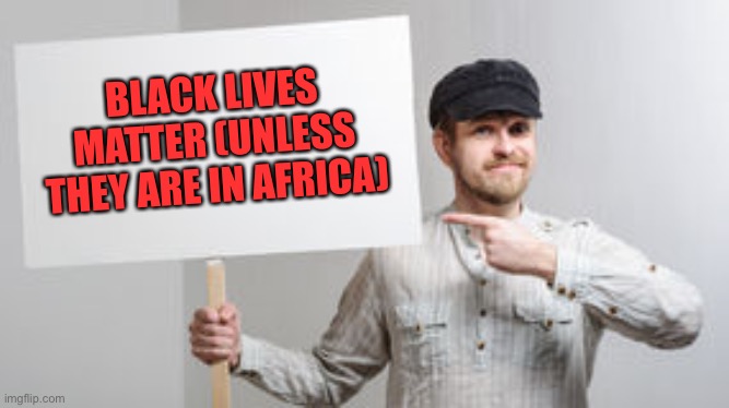 Protest Sign Meme | BLACK LIVES MATTER (UNLESS THEY ARE IN AFRICA) | image tagged in protest sign meme | made w/ Imgflip meme maker