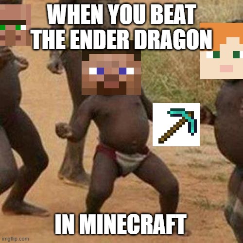ender boyz | WHEN YOU BEAT THE ENDER DRAGON; IN MINECRAFT | image tagged in memes,third world success kid | made w/ Imgflip meme maker