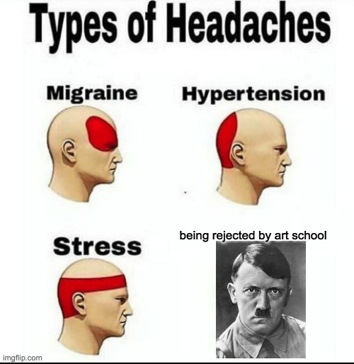 Types of Headaches meme | being rejected by art school | image tagged in types of headaches meme | made w/ Imgflip meme maker