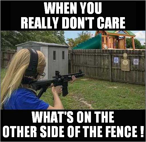 Indiscriminate Target Shooting ! | WHEN YOU REALLY DON'T CARE; WHAT'S ON THE OTHER SIDE OF THE FENCE ! | image tagged in target practice,shooting,dark humour | made w/ Imgflip meme maker