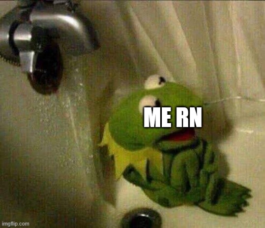 kermit crying terrified in shower | ME RN | image tagged in kermit crying terrified in shower | made w/ Imgflip meme maker