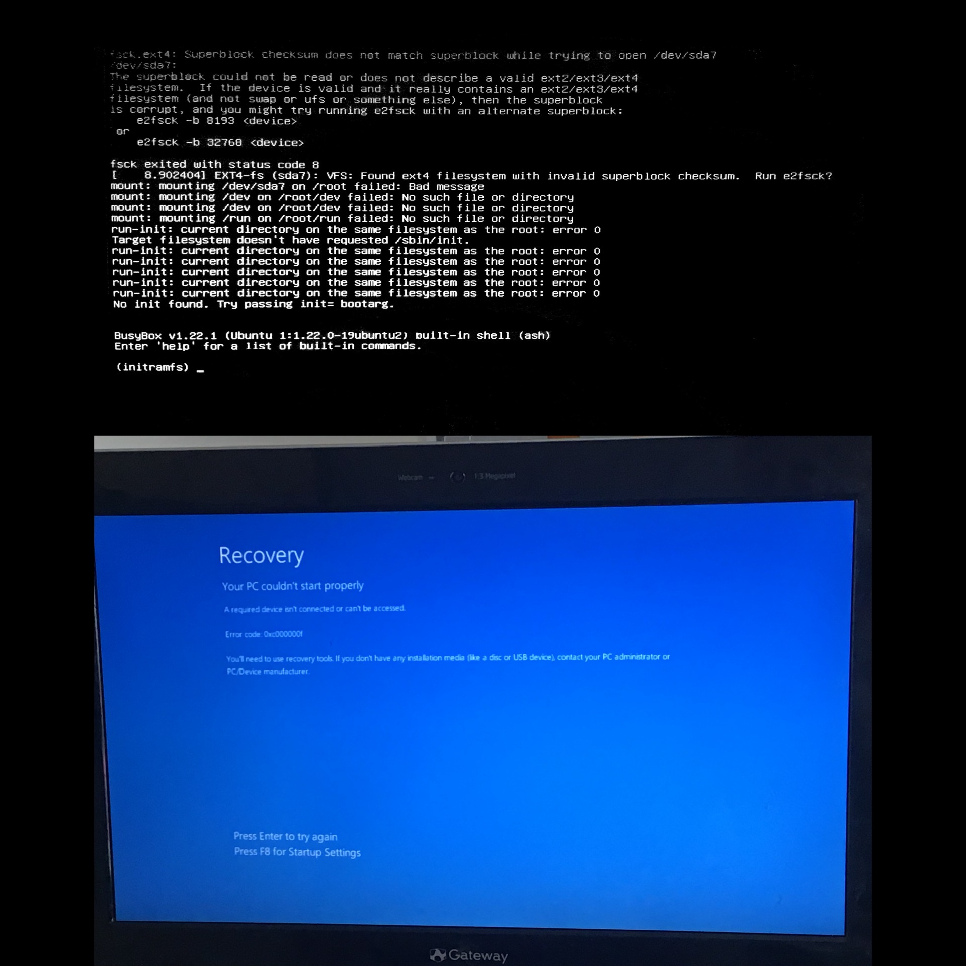 Boot fails Windows and Linux Blank Meme Template
