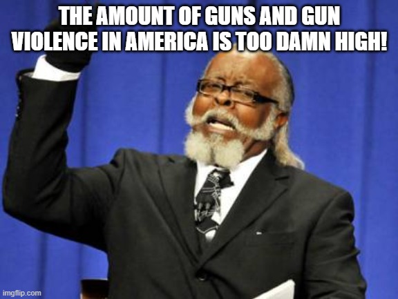 Ain't that the truth! |  THE AMOUNT OF GUNS AND GUN VIOLENCE IN AMERICA IS TOO DAMN HIGH! | image tagged in memes,too damn high,gun control,gun violence,united states,makes sense | made w/ Imgflip meme maker