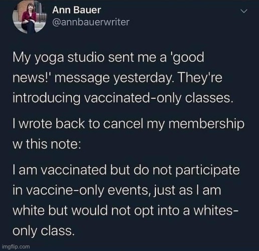 is she our based kween? maga | image tagged in vaccinated-only yoga class,conservative logic,vaccination,vaccinations,vaccines,twitter | made w/ Imgflip meme maker