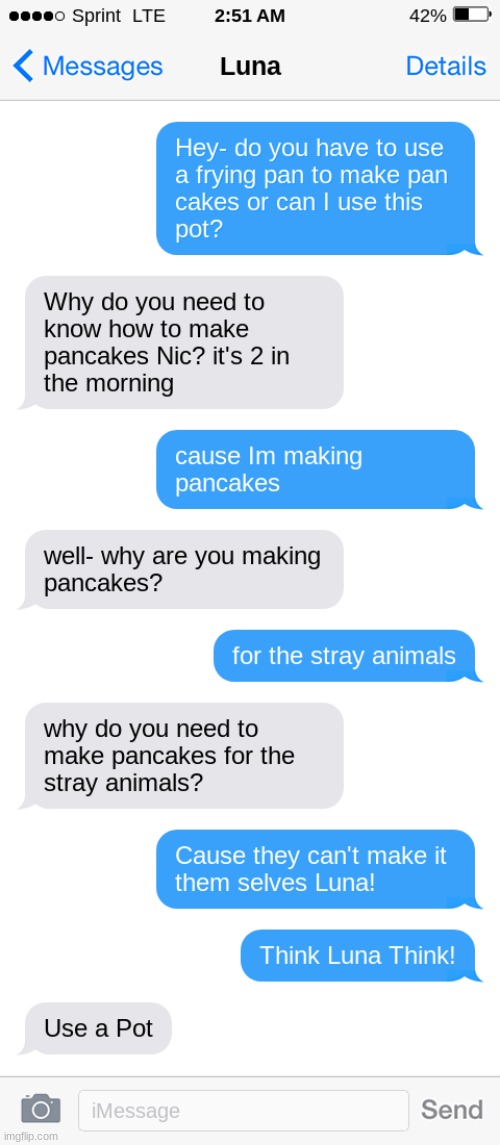 Oh- whats this? just some text messages between my Oc's (one of which is my digital daughter) | made w/ Imgflip meme maker