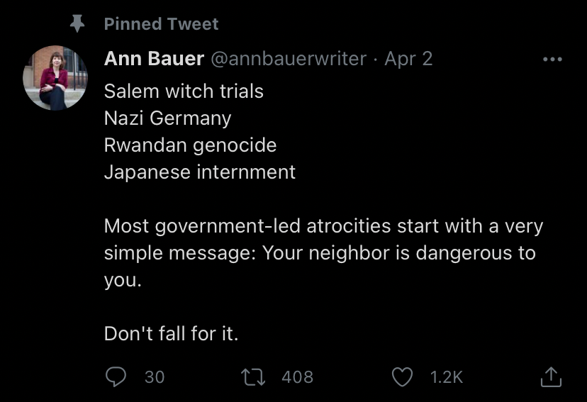 Ann Bauer pinned tweet Blank Meme Template