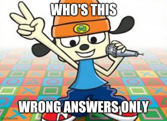 Parappa | WHO'S THIS; WRONG ANSWERS ONLY | image tagged in parappa | made w/ Imgflip meme maker