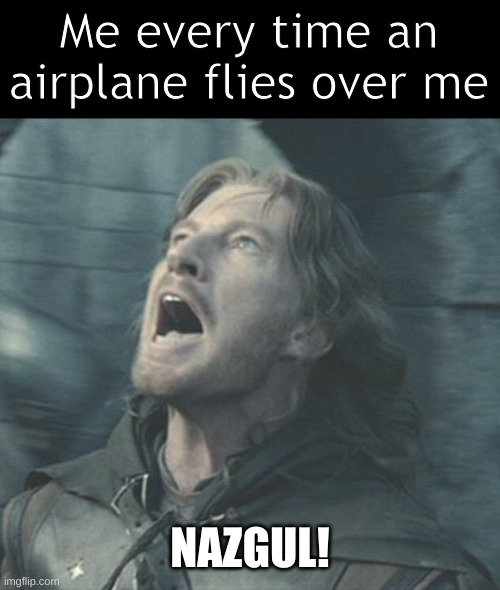 Faramir Nazgul | Me every time an airplane flies over me; NAZGUL! | image tagged in faramir nazgul | made w/ Imgflip meme maker