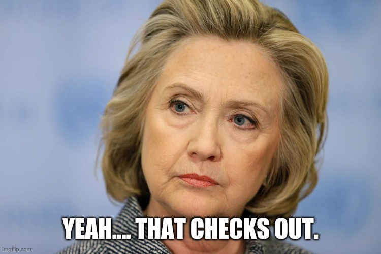 hilary clinton | YEAH.... THAT CHECKS OUT. | image tagged in hilary clinton | made w/ Imgflip meme maker