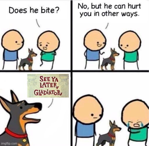 Does he bite ? | image tagged in does he bite | made w/ Imgflip meme maker