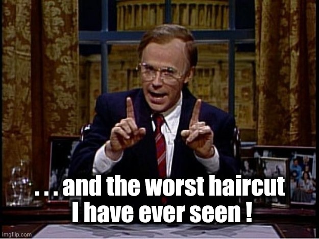 Dana Carvey as President Bush | . . . and the worst haircut
 I have ever seen ! | image tagged in dana carvey as president bush | made w/ Imgflip meme maker