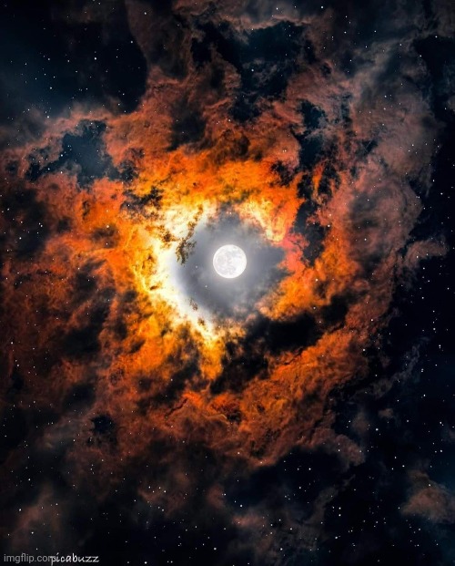 Firey moon   Photo credit: @picabuzz | image tagged in moon,photography,beautiful nature,awsesome pic | made w/ Imgflip meme maker