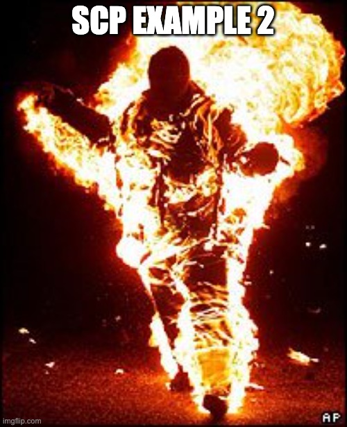 Burning Man | SCP EXAMPLE 2 | image tagged in burning man | made w/ Imgflip meme maker