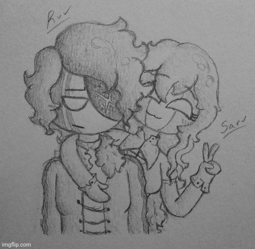 Never played the game this is from but I thought these two characters looked cute so I drew them :3 | image tagged in princevince64,friday night funkin,ruv,sarv,cute,theyre so adorable together | made w/ Imgflip meme maker