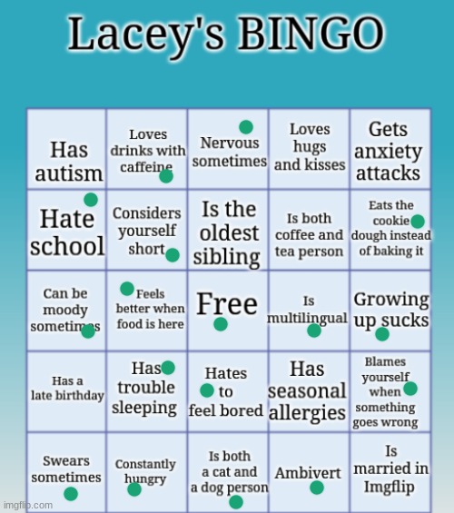Lacey's BINGO | image tagged in lacey's bingo | made w/ Imgflip meme maker