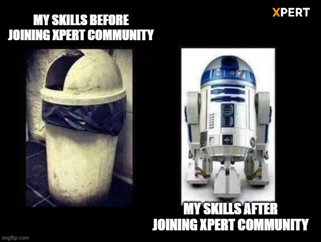 Before and After | MY SKILLS BEFORE JOINING XPERT COMMUNITY; MY SKILLS AFTER JOINING XPERT COMMUNITY | image tagged in before and after | made w/ Imgflip meme maker