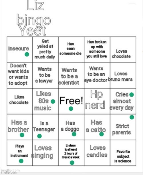 Liz bingo | image tagged in liz bingo | made w/ Imgflip meme maker