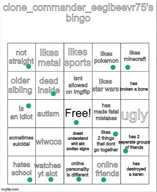 clone_commander_eeglbervr75's bingo | image tagged in clone_commander_eeglbervr75's bingo | made w/ Imgflip meme maker