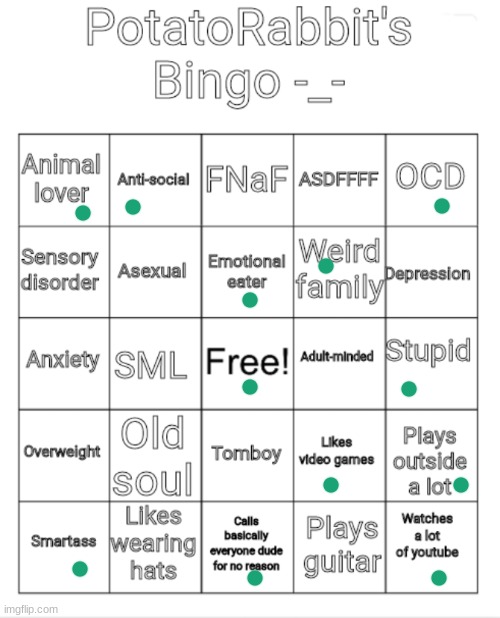 PotatoRabbit bingo | image tagged in potatorabbit bingo | made w/ Imgflip meme maker