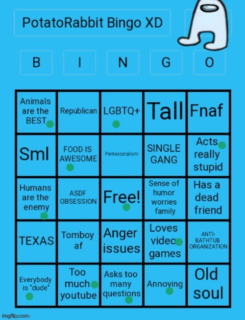 PotatoRabbit bingo (slightly updated) | image tagged in potatorabbit bingo slightly updated | made w/ Imgflip meme maker