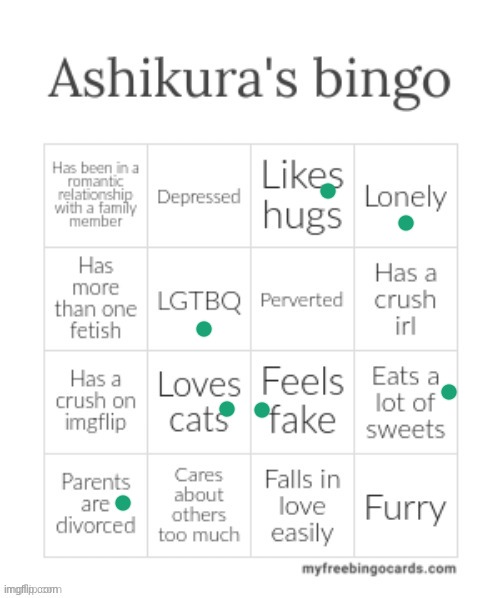 Ashikura's Bingo | image tagged in ashikura's bingo | made w/ Imgflip meme maker