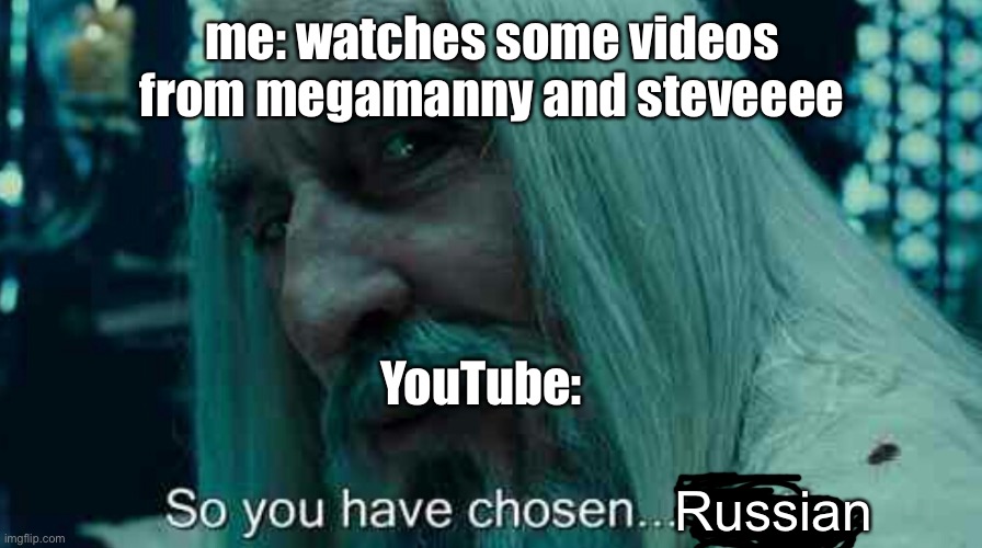 So you have chosen death | me: watches some videos from megamanny and steveeee; YouTube:; Russian | image tagged in so you have chosen death | made w/ Imgflip meme maker