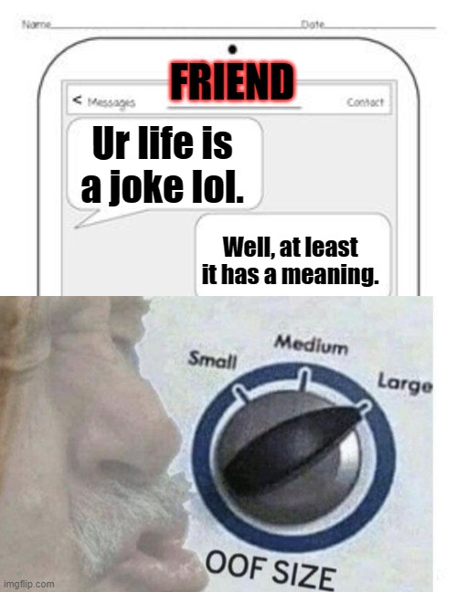 I mean like true | FRIEND; Ur life is a joke lol. Well, at least it has a meaning. | image tagged in funny memes | made w/ Imgflip meme maker