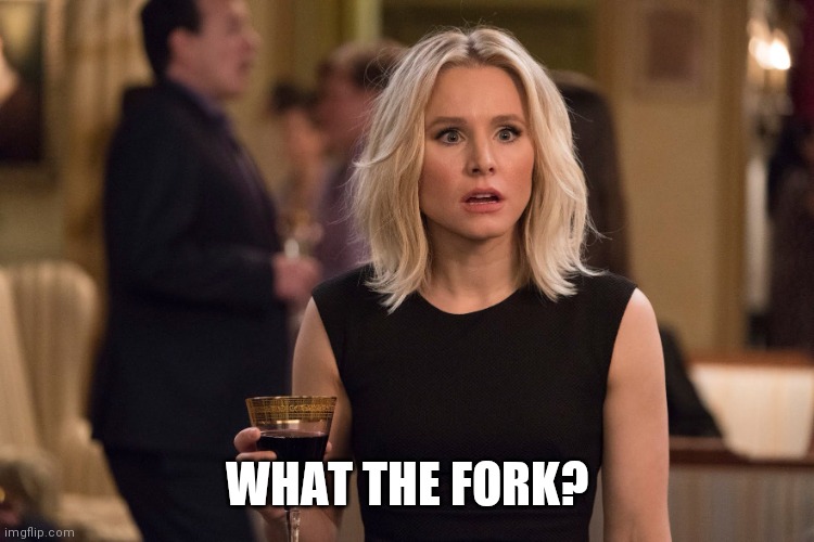 Good place | WHAT THE FORK? | image tagged in good place | made w/ Imgflip meme maker
