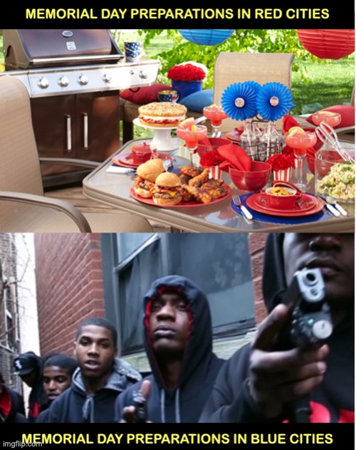 Memorial Day Celebrations Red vs Blu | image tagged in gun violence | made w/ Imgflip meme maker