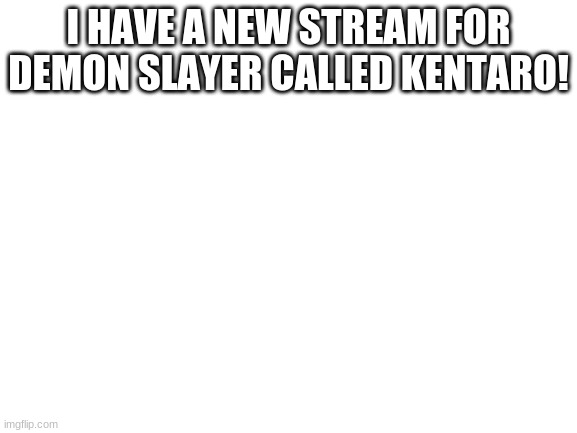 I named it kentaro because yes | I HAVE A NEW STREAM FOR DEMON SLAYER CALLED KENTARO! | image tagged in blank white template | made w/ Imgflip meme maker