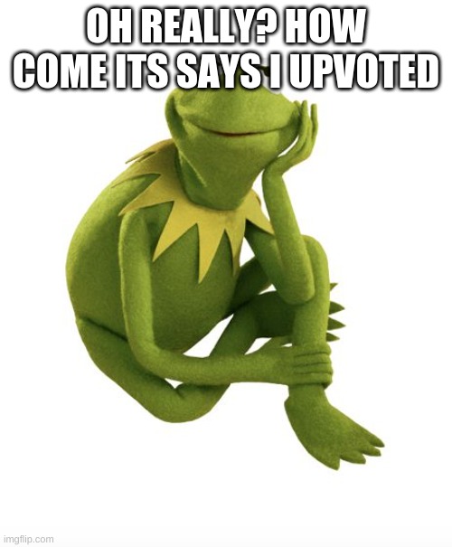 Oh Really Kermit | OH REALLY? HOW COME ITS SAYS I UPVOTED | image tagged in oh really kermit | made w/ Imgflip meme maker