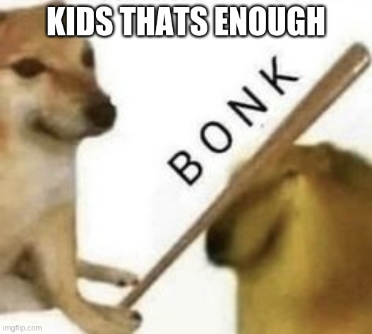 Bonk | KIDS THATS ENOUGH | image tagged in bonk | made w/ Imgflip meme maker