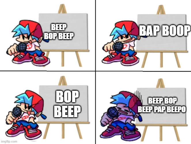 bf_gru_presentation | BAP BOOP; BEEP BOP BEEP; BOP BEEP; BEEP BOP BEEP PAP BEEPO | image tagged in bf_gru_presentation | made w/ Imgflip meme maker