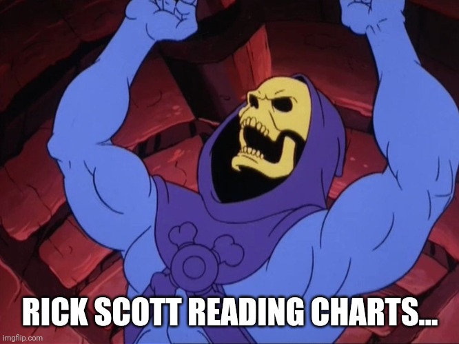 Skeletor | RICK SCOTT READING CHARTS... | image tagged in skeletor | made w/ Imgflip meme maker