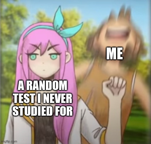 Aubrey punching Kel | ME; A RANDOM TEST I NEVER STUDIED FOR | made w/ Imgflip meme maker