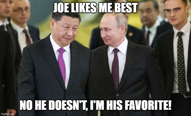 Joe's buddies | JOE LIKES ME BEST; NO HE DOESN'T, I'M HIS FAVORITE! | image tagged in joe biden 2020 | made w/ Imgflip meme maker