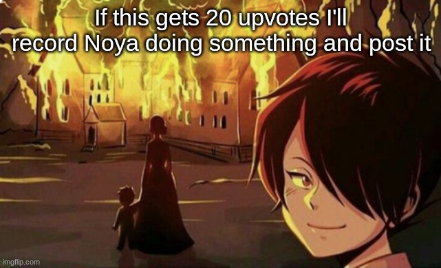 Bet no one will lmfao | If this gets 20 upvotes I'll record Noya doing something and post it | image tagged in ray disaster kid | made w/ Imgflip meme maker