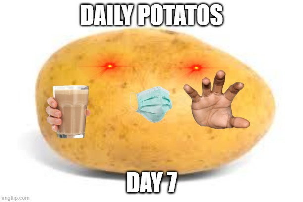 Potato | DAILY POTATOS; DAY 7 | image tagged in potato | made w/ Imgflip meme maker