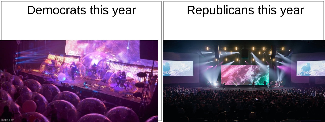 . | Democrats this year; Republicans this year | image tagged in democrats vs republicans | made w/ Imgflip meme maker