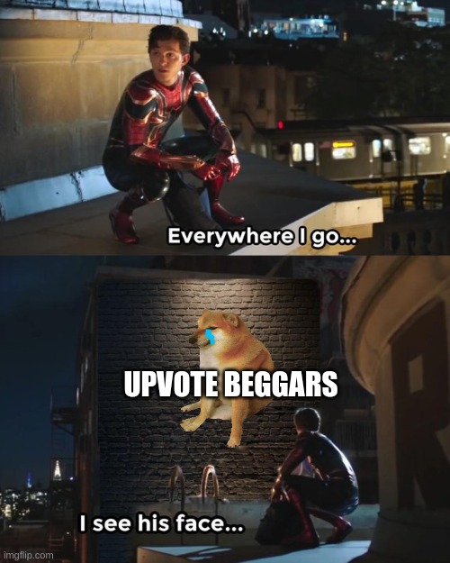 why upvote beggars | UPVOTE BEGGARS | image tagged in everywhere i go i see his face,memes,stop upvote begging | made w/ Imgflip meme maker