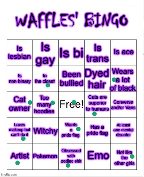 Waffles' Bingo | image tagged in waffles' bingo | made w/ Imgflip meme maker