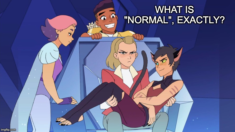 A concept we could stand to lose | WHAT IS "NORMAL", EXACTLY? | image tagged in distracted she-ra,she-ra,diversity,difference | made w/ Imgflip meme maker