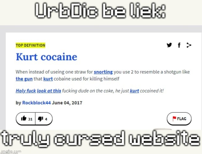 Found one of my old memes from my 1st account | image tagged in cocaine,kurt cobain,drugs | made w/ Imgflip meme maker